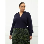 ELOQUII Elements Women's Plus Size Open Neck Polo Sweater