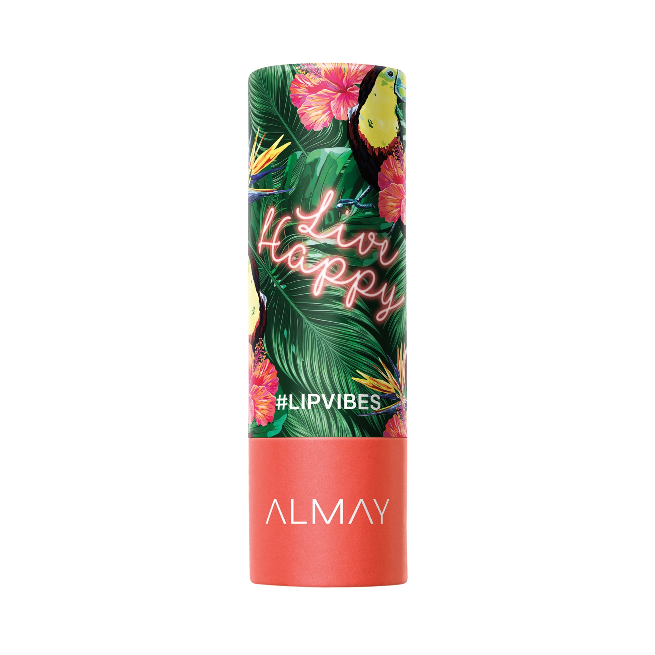 (2 pack) Almay Lip Vibes Hypoallergenic Cream Lipstick with Shea Butter, Live Happy, 0.14 oz