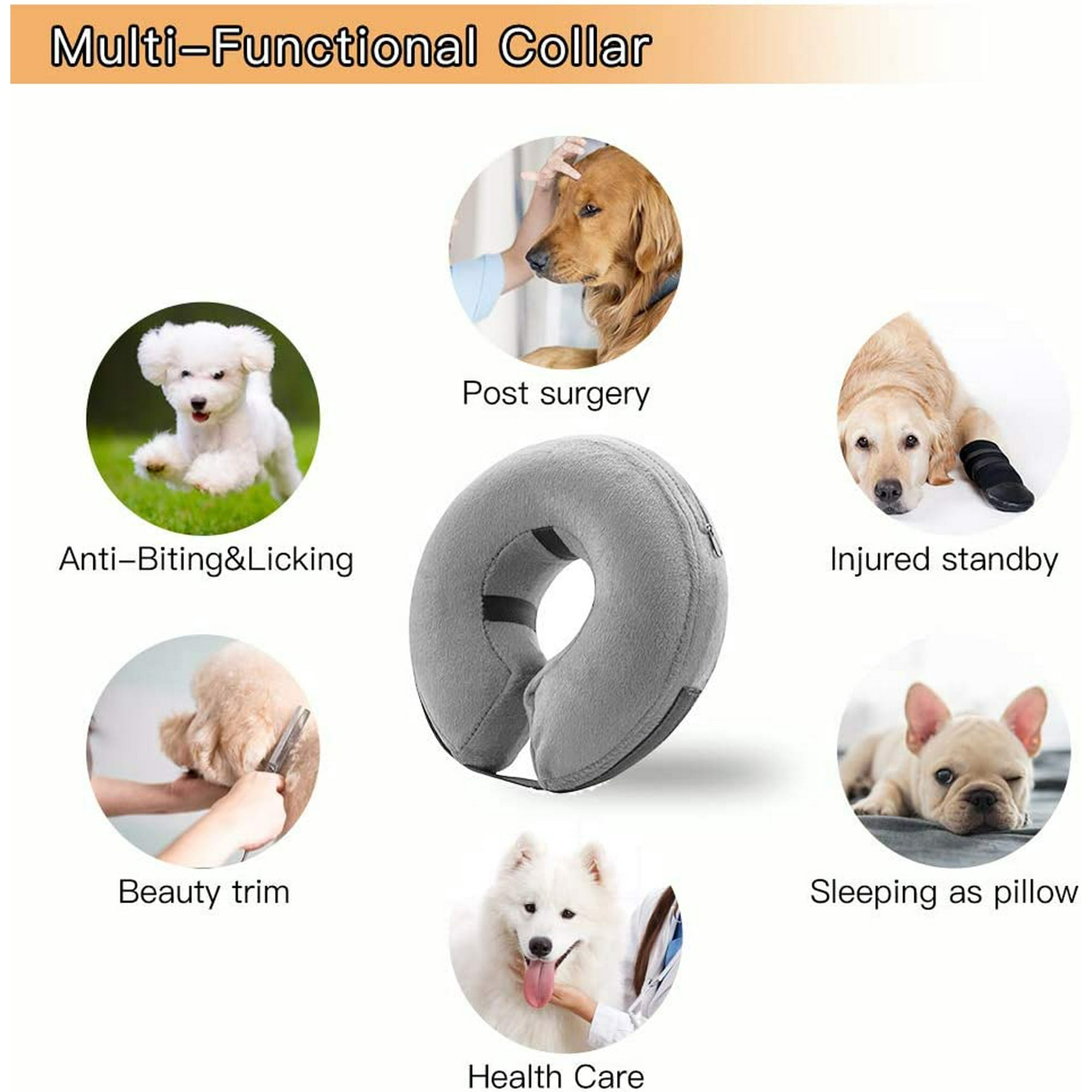 Lishi Dog Cones Inflatable Dog Collar For Pet Surgery Recovery Cone Collar Prevent Dogs Cats From Biting Scratching Adjustable E Collar With 5