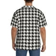 thumbnail image 5 of Naloa Houndstooth Black And White Men's Loose Fit Cuban Collar Short-Sleeve Shirt with Button-down and Chest Pocket for Everyday Wear Outings - 4X-Large, 5 of 7