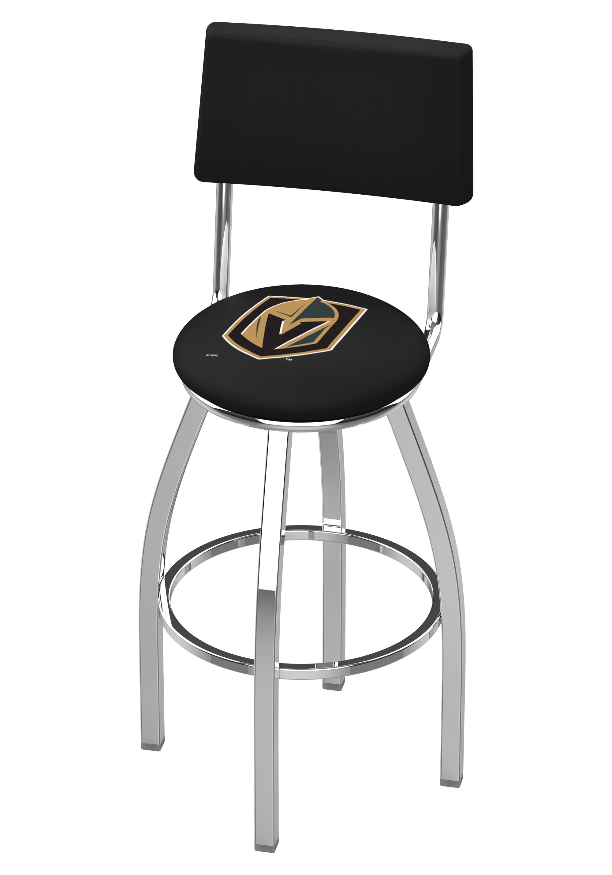 25" L8C4 Chrome Vegas Golden Knights Swivel Bar Stool with a Back by the Holland Bar Stool