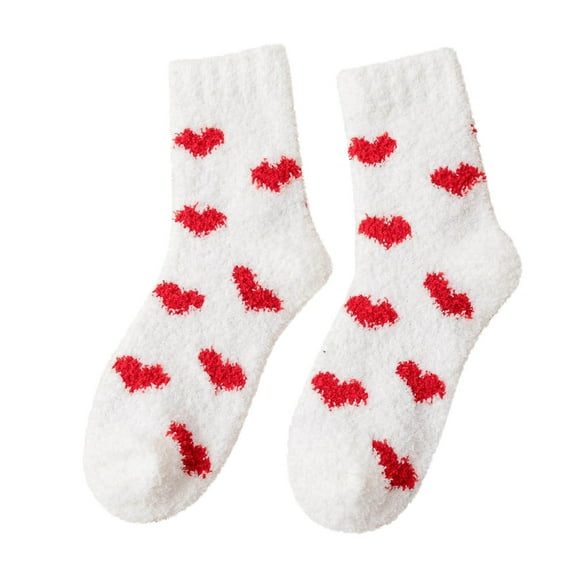 Multicolor Socks Women Furry Thickened Mid Tube Socks Warm Love Floor Socks Confinement Socks