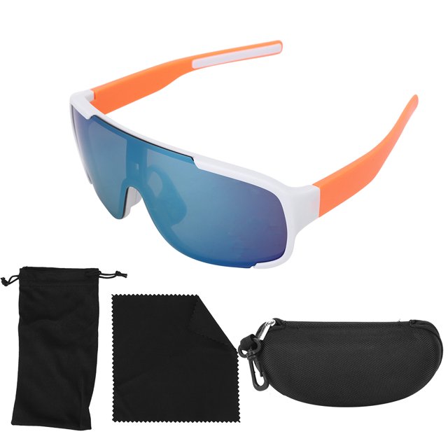 Gafas para deportes al aire libre Gafas de ciclismo a prueba de viento Gafas de sol para montañismo en bicicleta para mujeres y hombres (marco blanco naranja + lente dorada)
