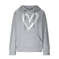 thumbnail image 7 of 1/4 Zip Pullover Women Winter Fall Classic Hooded Long Sleeve Kimono One Shoulder Drawstring Heart Print Hoodie Cotton Sweatshirts Hoodies(Light Gray,XL), 7 of 7