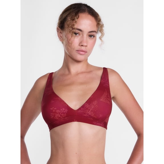 Joyspun Silky Mesh Deep V Bralette, Lightly Lined, Size S-XXXL