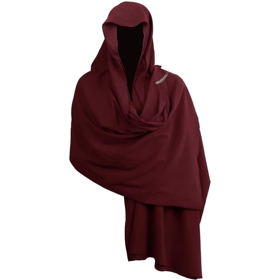 VZQI Medieval Black Padme Cape Shawl Post Apocalyptic Cloak Black Hooded Cowl