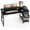 Black, variant on 47 Inch Computer Desk with Drawers, Home Office Gaming Desk with X-Shaped Reinforcement, Sturdy Steel Frame Study Table with Side Hook, 200 lbs Capacity