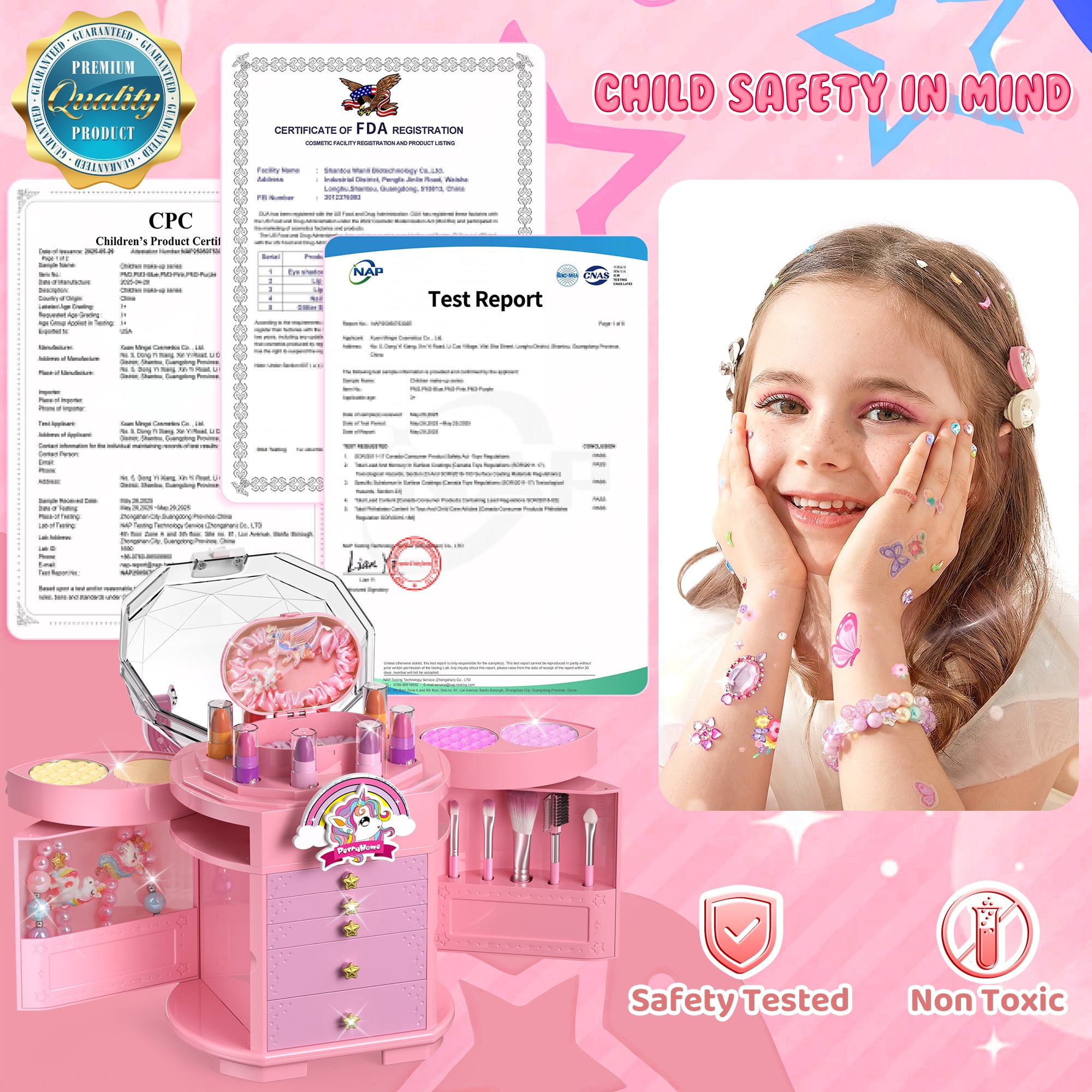 PERRYHOME, Kids Makeup Set, 2026, Washable Unicorn Toy for Girls 3