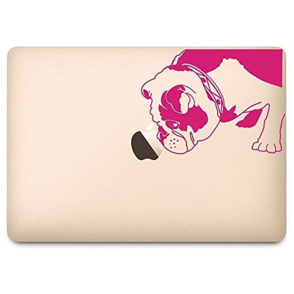 Hot Pink Brit the English Bulldog Decal for 12" Macbook