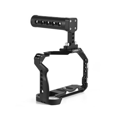 Image of Tomshoo Cage + Handle Kit Aluminum Alloy Video Cage with Cold Shoe Mount Numerous 14 Inch Threads Replacement for R7