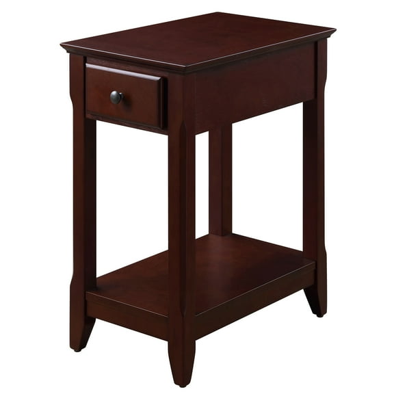 Nmkwnr Wood Beside Table with Bottom Shelf and 1 Drawer, Modern Beside Table for Living Room, Office, Dark Brown