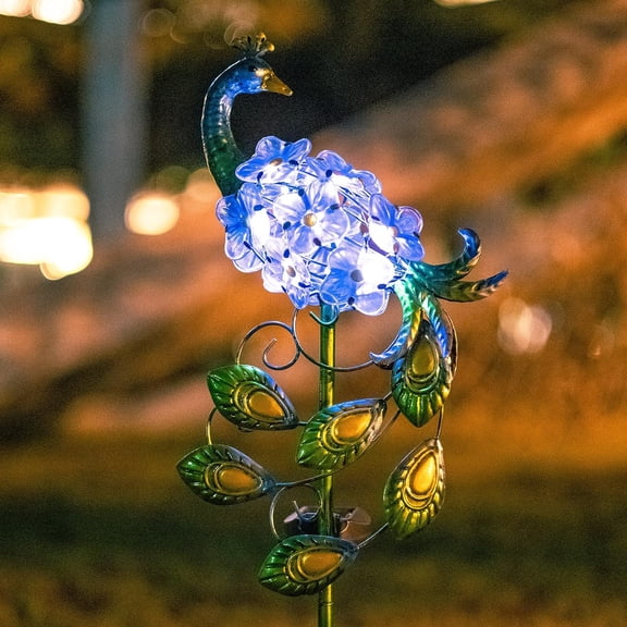 Peacock Outdoor Solar Garden Stake Lights - Garden Solar Lights with Stakes Metal Decoration, Waterproof LED Decorative Lights for Garden Pathway, Yard