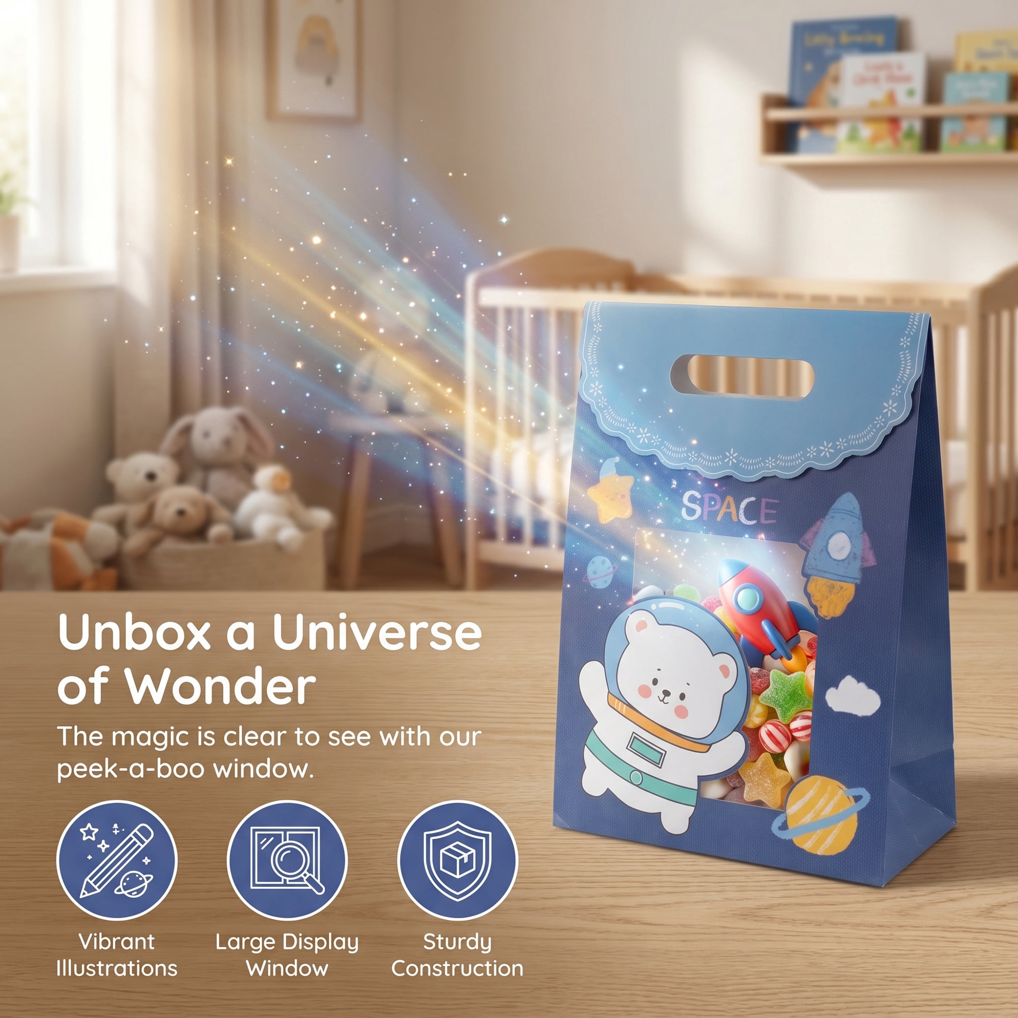 Unique Bargains Stylish Gift Bags with Comfortable Handles Dark Blue 5.9" x 2.8" x 8.3"