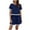 Navy, variant on 2 Picec of Outfit Sets for Womens Fashion Plus Size Summer and Autumn Round Neck Sleeveless Shorts Pants Casual Suit Sets