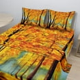 thumbnail image 2 of Ambesonne Country Fitted & Top Sheet Set with Shams, Nature Park Autumn Fall, Yellow Brown, 2 of 8