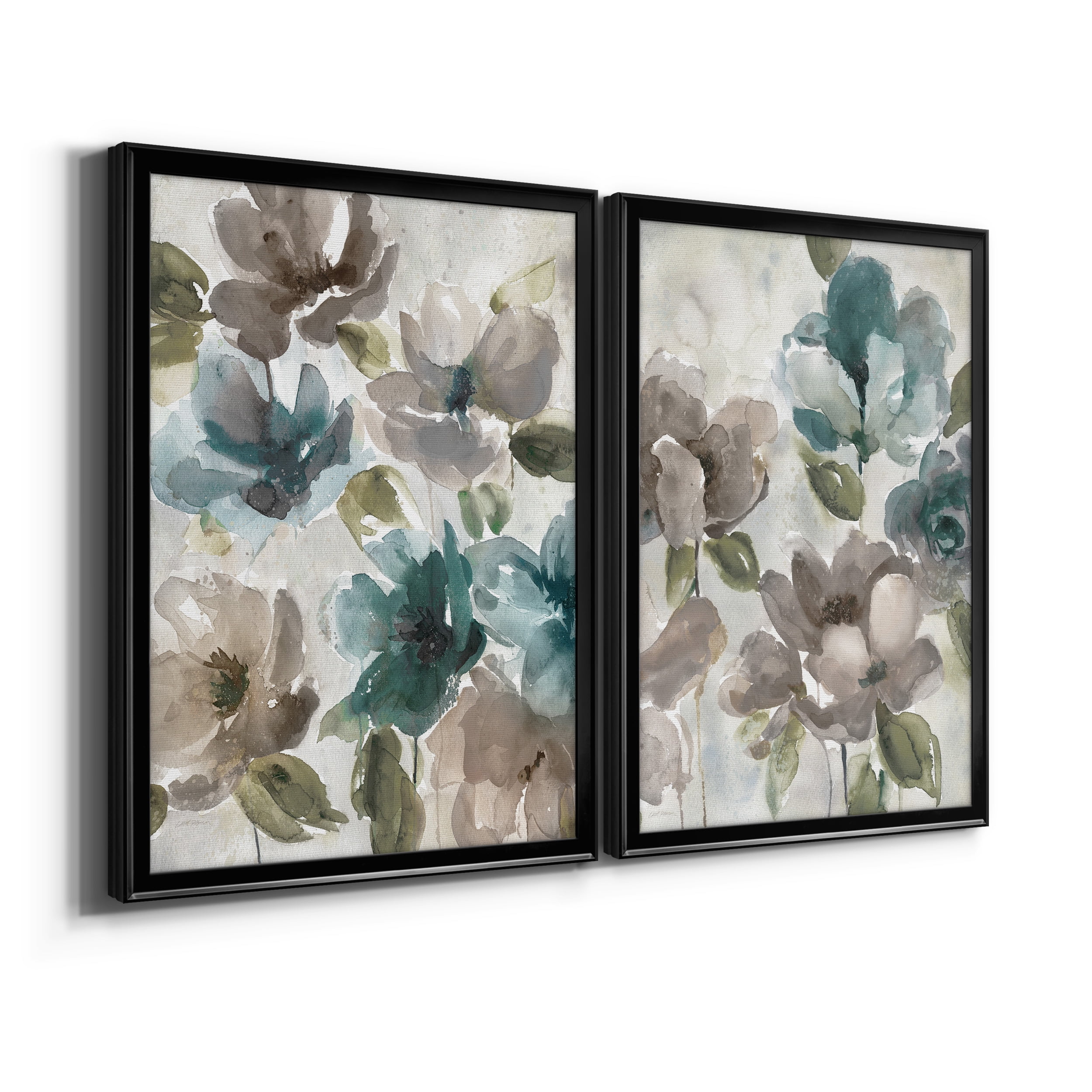 2 Piece Set Topaz Garden I Premium Framed Canvas - Ready to Hang - 26.5 x 36.5 Each - Black Frame