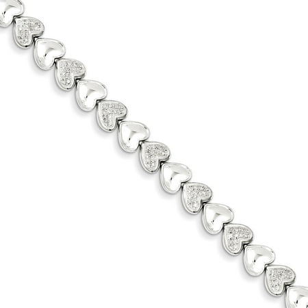 Sterling Silver Diamond Heart Bracelet. Carat Wt- 0.56ct