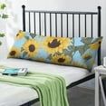 thumbnail image 2 of Boho Sunflower Body Pillow Cover – Soft & Breathable, Hidden Zipper, 20"x54", Vintage Floral Print with Butterflies & Bees – Gift for Side Sleepers, Pregnancy, Farmhouse Decor, 2 of 7