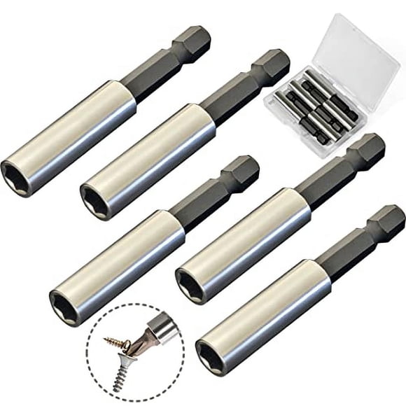 Soporte de bits magnético TEKPREM de 1/4 de pulgada Juego de 5 Puntas de destornillador con estuche portátil