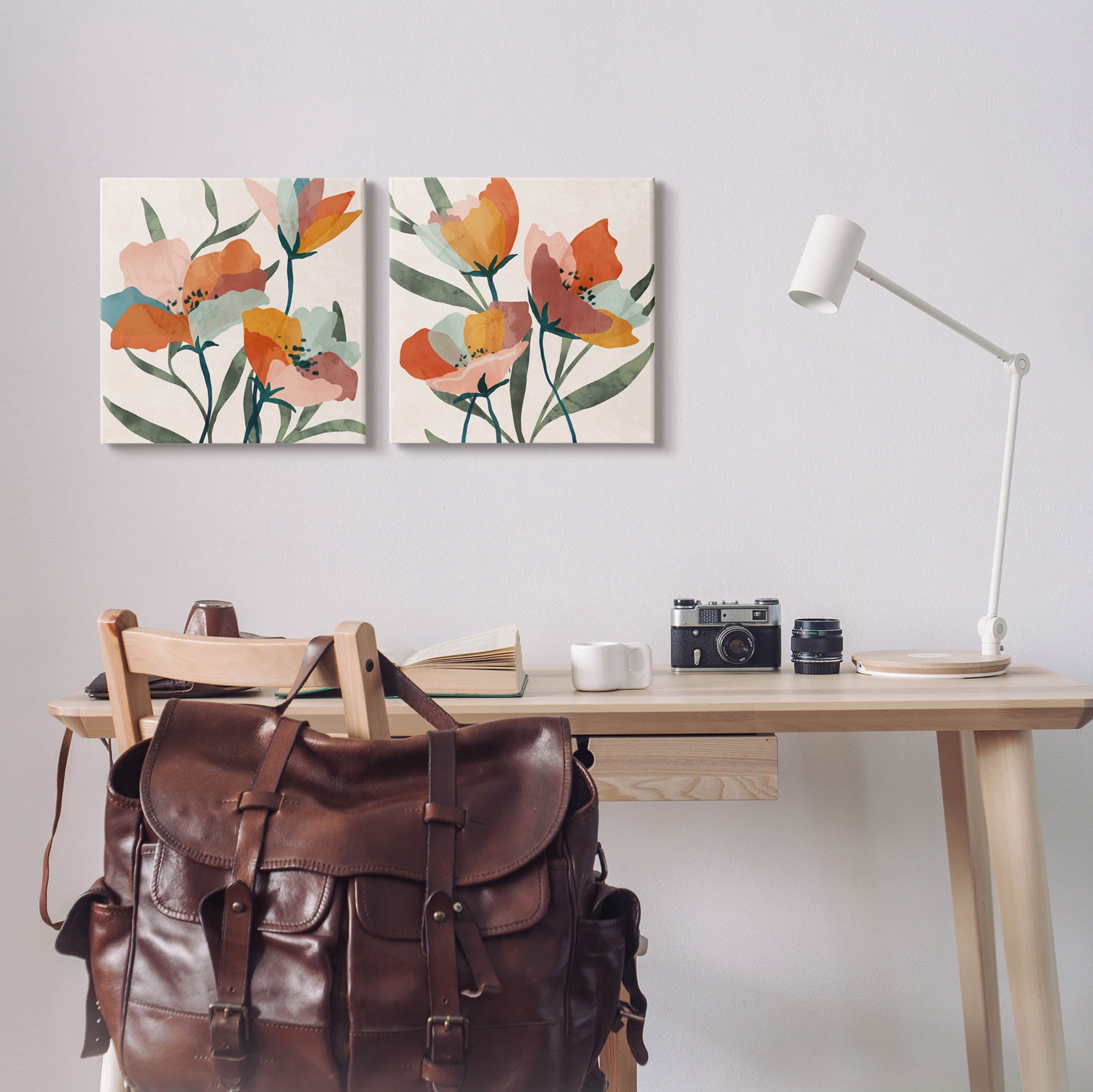 Stupell Industries Summer Bouquet Modern Abstract Graphic Art Gallery Wrapped Canvas Print Wall Art, Set of 2, Design by Nina Blue