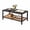 Black, variant on Furnibear 2 Tier Boho Rectangular Coffee Table with Rubber Wood Frame and Faux Rattan Open Storage Shelf for Living Room Home Office, Rustic Brown