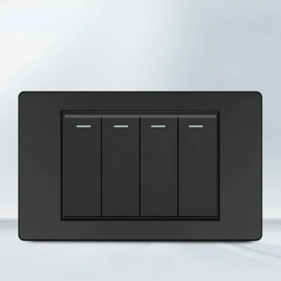 Melery 4gang 1way 2way Black PC Panel Brazil USA Italy Mexico 250V 16A Standard 118mm light Wall Switch On Off Push Button