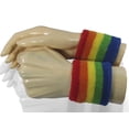 thumbnail image 6 of Couver Unisex Cotton Terry Wrist Sweatbands, 2-Pairs, Rainbow Stripe Theme, 2.5-Inch, 6 of 7