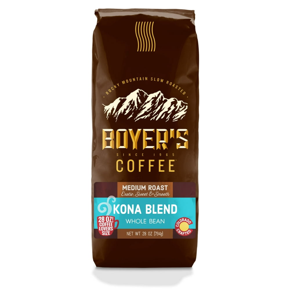 Boyers Kona Blend Whole Bean Coffee, 28oz Bag