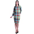 thumbnail image 3 of Moomaya Printed Full Sleeve Bodycon Dress for Women Scoop Neck Side Slit Casual Clothing, 3 of 8