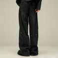 thumbnail image 6 of QHFBli Wide Leg Jeans for Men High Waisted Denim Pants Boyfriend Jeans Trendy Casual Summer Bottom, 6 of 9