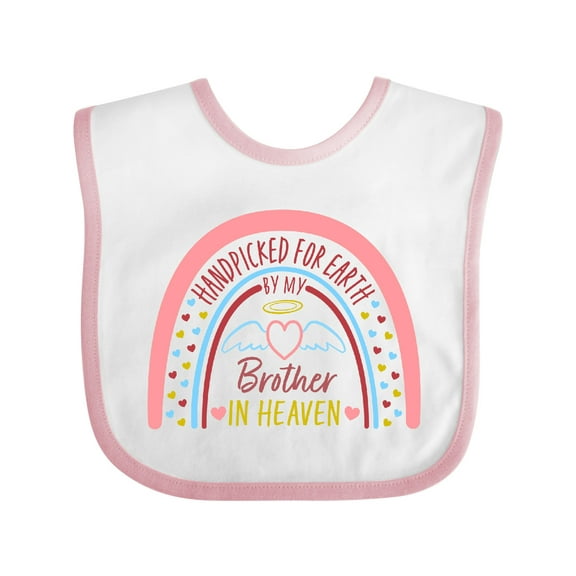 Inktastic Handpicked for Earth by My Brother in Heaven Rainbow Boys or Girls Baby Bib