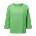 thumbnail image 4 of oqasdz Womens Sweaters Round Neck Cotton Linen Solid Color Thin Long Sleeve Breathable Fall Retro Fashion Tops Casual Versatile, 4 of 5