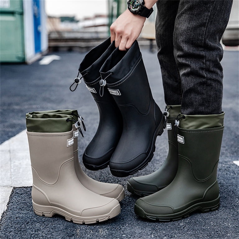 LIJCC Mens Rain Boots Stylish Mid-Tube Water Boots  display picture 3