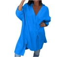 thumbnail image 4 of mfyjkho Vestidos para mujer, Vestido camisero holgado con abertura en color liso y temperamento elegante para mujer Vestidos festivos xxl, 4 of 8