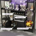 thumbnail image 6 of Danolapsi 55" Bakers Rack with Power Outlet and LED Light, 5-Tier Kitchen Microwave Stand Coffee Bar with Storage, 10 Hooks, Wire Basket, Metal Grid, Wine Rack, Goblet Holder, 6 of 7