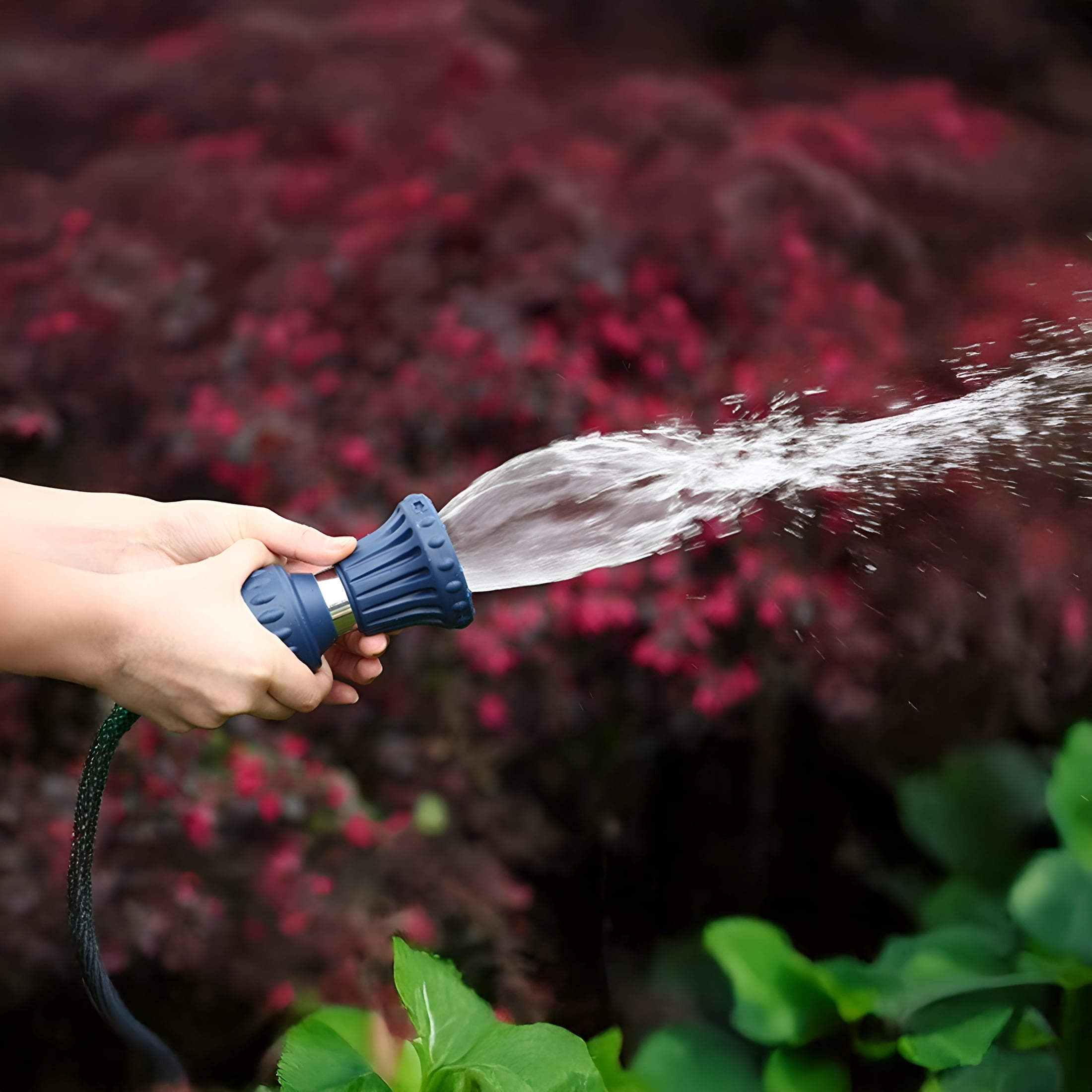 HIBIBUD Heavy-Duty Brass Garden Hose Nozzle, Adjustable Water Flow Spray Gun for Irrigation and Cleaning, Quality Anti-Corrosion, Ergonomic Handle, Fits Standard Hoses, Blue
