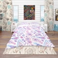 thumbnail image 2 of Designart 'Pink Purple Paisly' Bohemian & Eclectic Duvet Cover Set, 2 of 4