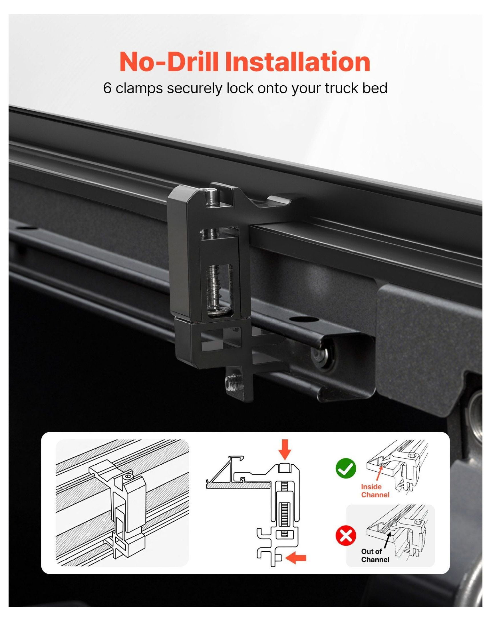Truck Bed Tonneau Cover 5ft Tacoma 2024-2025 - Soft Roll Up - Waterproof - Heavy Duty - 60.5in Bed - Deck Rail System