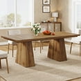 thumbnail image 6 of Finmind 63-inch Farmhouse Dining Table for 4-6 People, Modern Wooden Rectangular Kitchen Table for Dining Room, Light Brown, 6 of 7