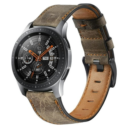 22mm watch band For samsung Galaxy watch 46mm crazy horse leather strap Gear S3 frontier bracelet Huawei watch 2 gt strap 46 mm Strap - brown