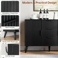 thumbnail image 6 of 47" Black Sideboard Buffet Cabinet with 3 Drawers, Fluted Modern Buffet Cabinet with Storage, 2 Doors Sideboard Cabinets Accent Credenza for Dining Room, Living Room, Entryway, 6 of 7