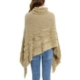 thumbnail image 4 of SHCKE Women Turtleneck Batwing Sleeve Sweater Lady Knitted Poncho Pullovers Sweater Winter Poncho Oversized Cape Women Shawl Wraps with Pearl Decor, 4 of 8