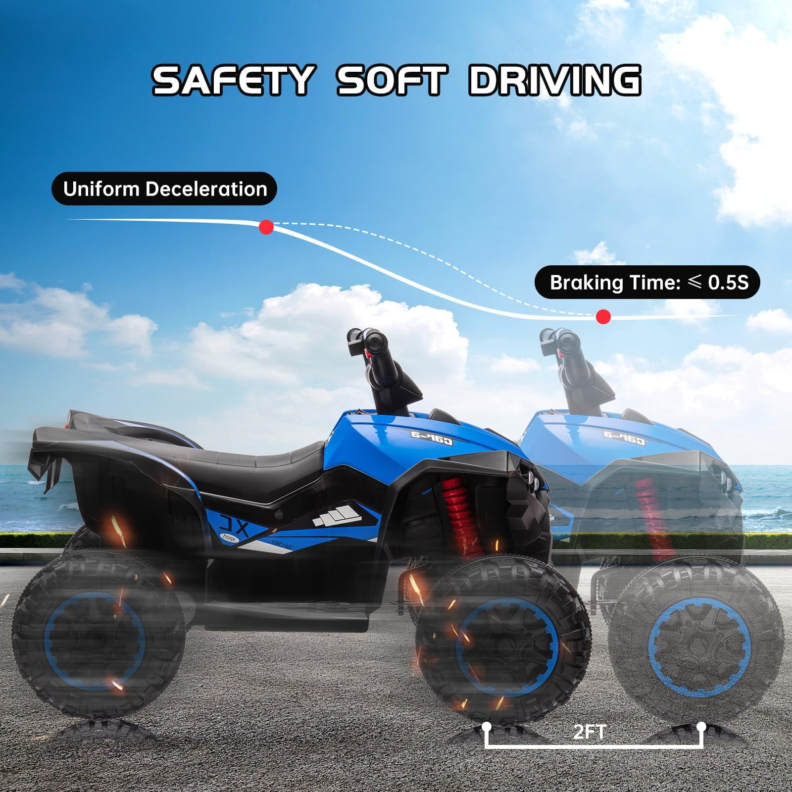 Accreate Battery Powered 12V Kids Electric ATV, Dual Motor 4-Wheeler with Parent Remote, Music Dashboard, 1.9–3.1 MPH, 7AH, Shock Absorber, Front Lights, for Children Ages 3–8, 40–60 Min Run Time