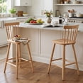 thumbnail image 2 of Dayalane Windsor Bar Stools Set of 2, 26" Farmhouse Wooden Counter Height Barstools with Spindle Back & Footrest, Armless Kitchen Island Stools for Bistro, Pub, Breakfast Bar,Natural, 2 of 7