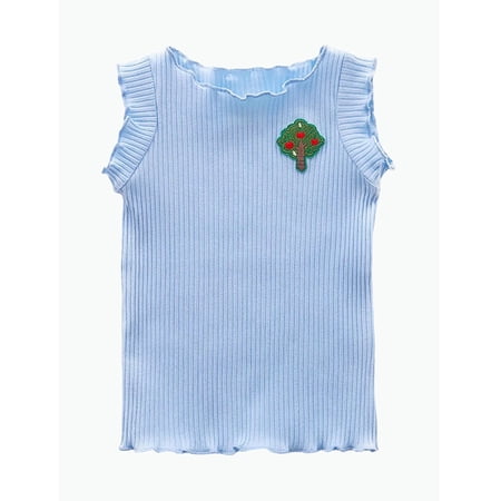 REDARER Toddler Girls Sleeveless Ribbed Tank Top Tree Embroidery Casual Summer 18-24 Months