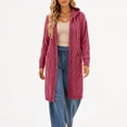 thumbnail image 5 of Xdegoge Womens Long Hooded Cardigan Sweaters Open Front Chunky Cable Knit Duster Coat with Pockets Fall Winter Warm Thick Oversized Outerwear, 5 of 7