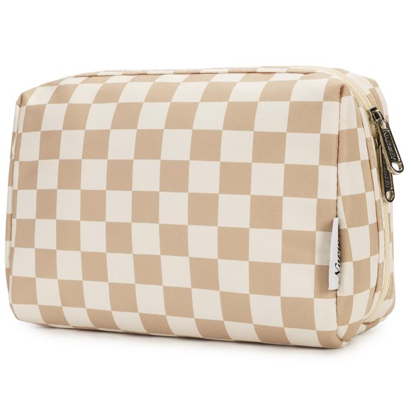 Bolsa de maquillaje Narwey, organizador de cosméticos de viaje a cuadros