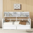 thumbnail image 3 of AENKYO Twin Size Wooden Daybed Bed Frame with 2 Storage Drawers and Headboard Shelf, Solid Wood Sofa Bed, White, 3 of 8