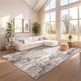 thumbnail image 1 of Modern Abstract Area Rug – Washable, Ultra-Thin Carpet with Non-Slip Backing, Mark Resistant, Non-Shedding, Easy Clean, Collapsible – Brown, 8x10ft (244x305cm), USA Stock, 1 of 7