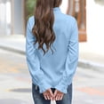 thumbnail image 5 of IUYRTFE Women's Stand Collar Ruffle Trim Blouse Long Sleeve Button Down Solid Color Office Work Shirt, 5 of 5
